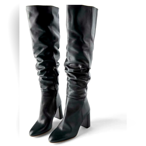 ✨ZARA BLACK LEATHER HIGH HEEL BOOTS EU42 - Picture 3 of 4